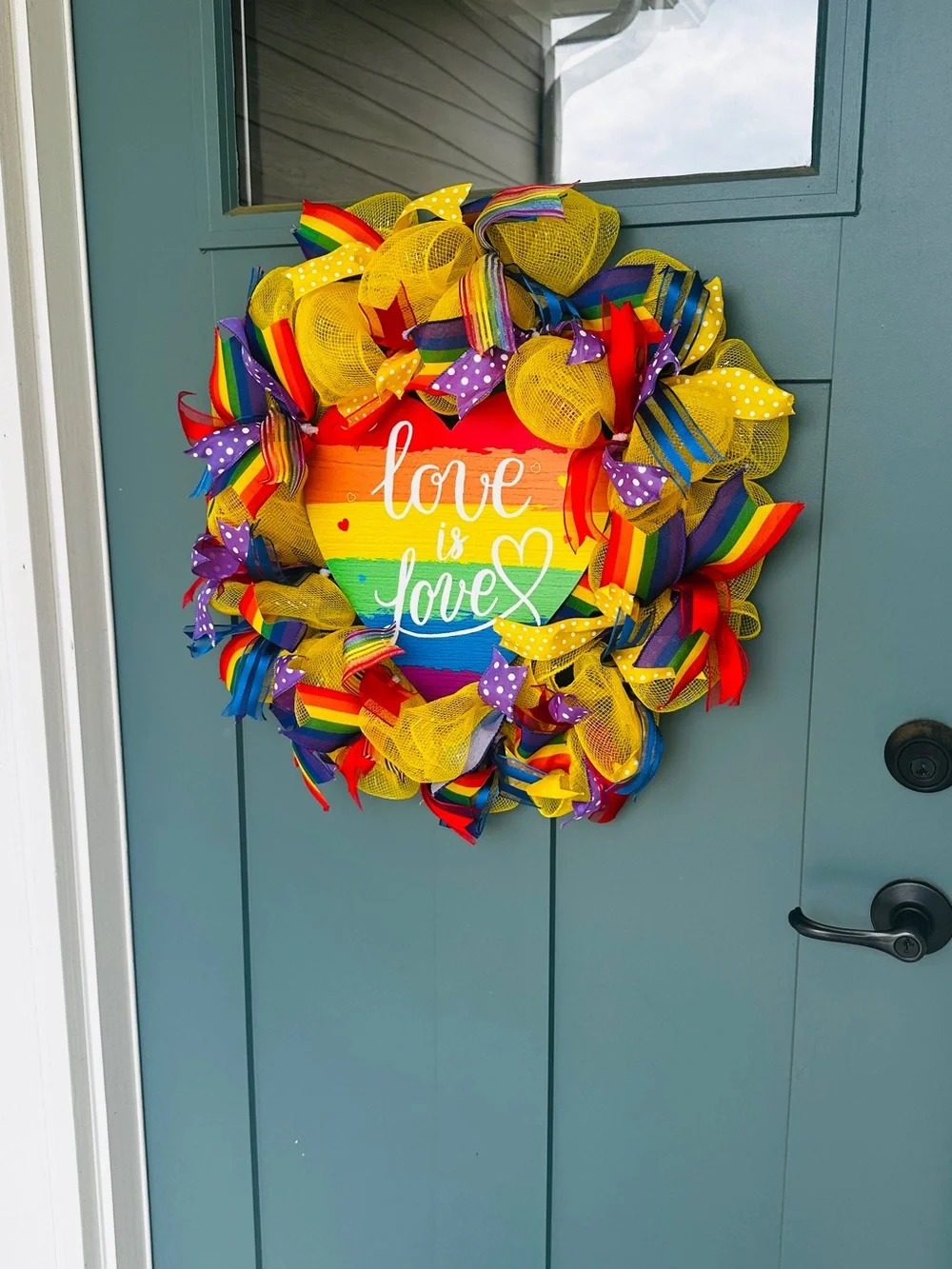 Handmade Pride Wreath Rainbow Door Decor Love Is Love Front Door LGBTQ Wreath